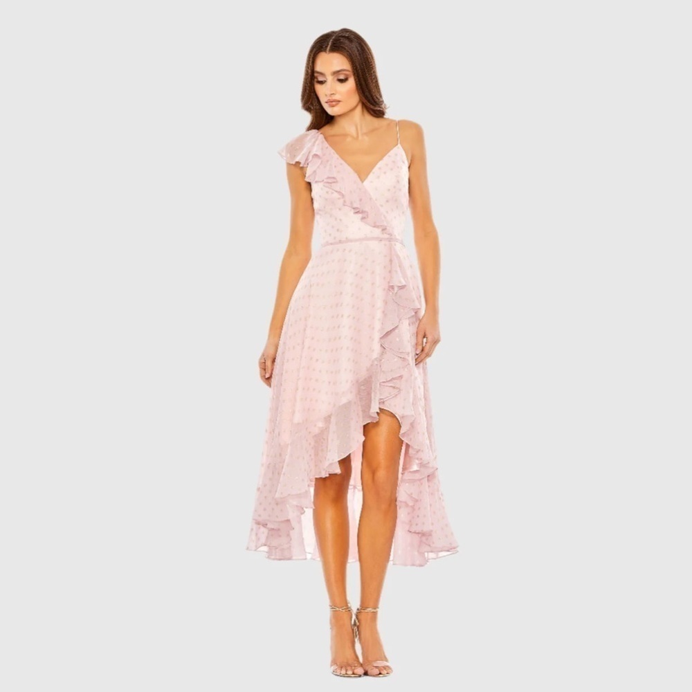 IEENA FOR MAC DUGGAL 49330 NWT  Ruffled Faux Wrap Midi Dress